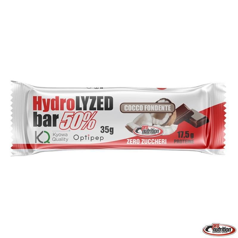 Vendita online INTEGRATORE ALIMENTARE HYDROLYZED BAR 50% 55G FONDENTE ZERO COCCO costo  2,50 €  spedizione in 24h