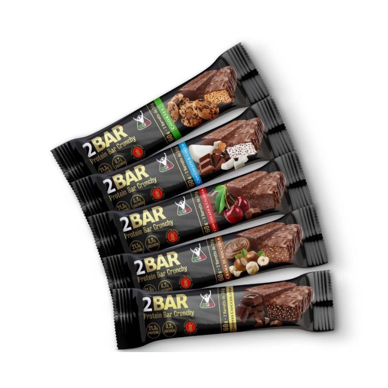 Vendita online INTEGRATORE ALIMENTARE 2 BAR PROTEIN BAR CRUNCHY 30G CIOCCOLATO BURRO DI ARACHIDI costo  2,50 €  spedizione in 24h