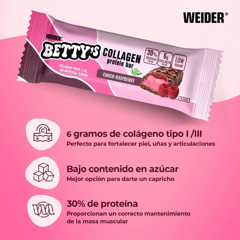 Vendita online INTEGRATORE ALIMENTARE BETTY'S COLLAGEN 50G CHOCO-RASPBERRY costo  2,50 €  spedizione in 24h