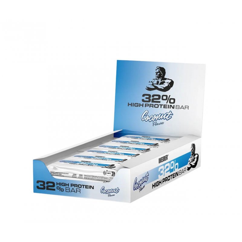 Vendita online INTEGRATORE ALIMENTARE 32% HIGH PROTEIN BAR 60G COCONUT costo  2,50 €  spedizione in 24h