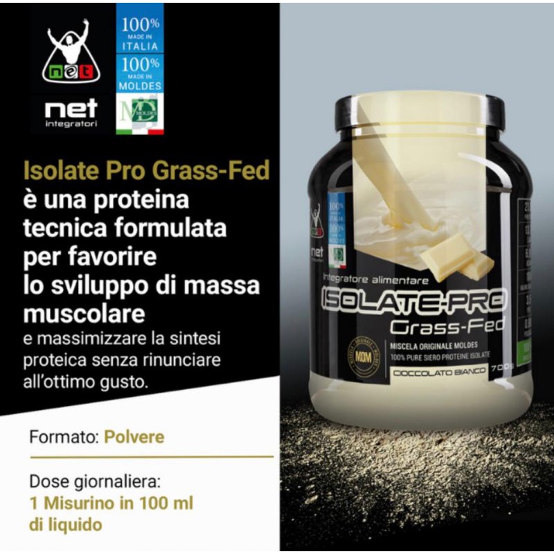 Vendita online INTEGRATORE ALIMENTARE ISOLATE-PRO 700G CIOCCOLATO BIANCO costo  40,00 €  spedizione in 24h