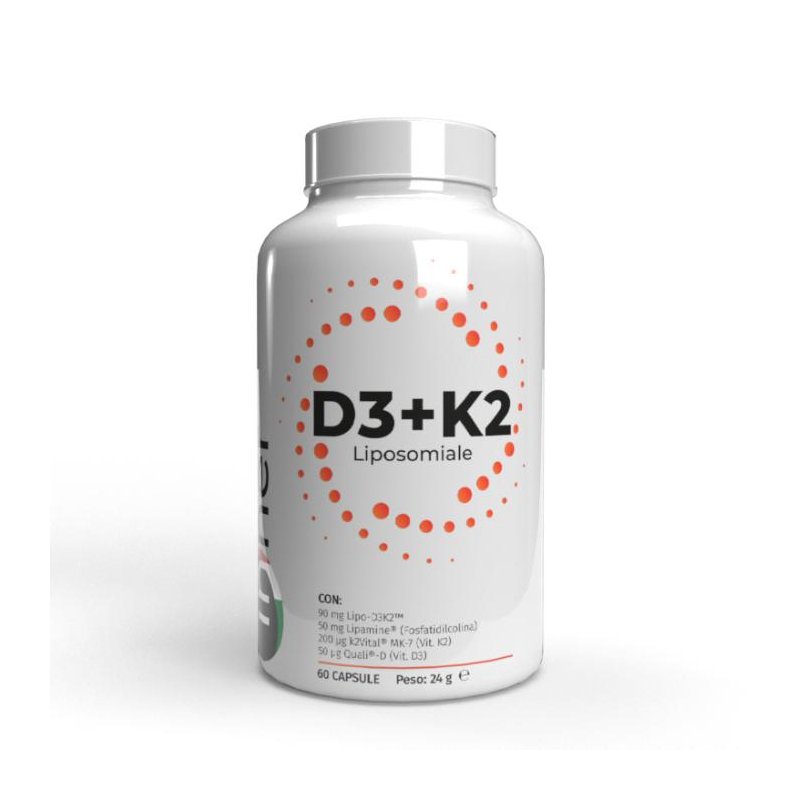 Vendita online INTEGRATORE ALIMENTARE D3+K2 LIPOSOMIALE 60 CAPS costo  20,00 €  spedizione in 24h
