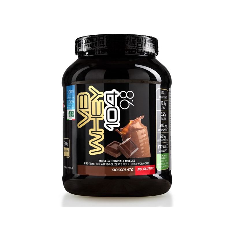 Vendita online INTEGRATORE ALIMENTARE VB WHEY 104 9.8 450G CIOCCOLATO costo  35,00 €  spedizione in 24h