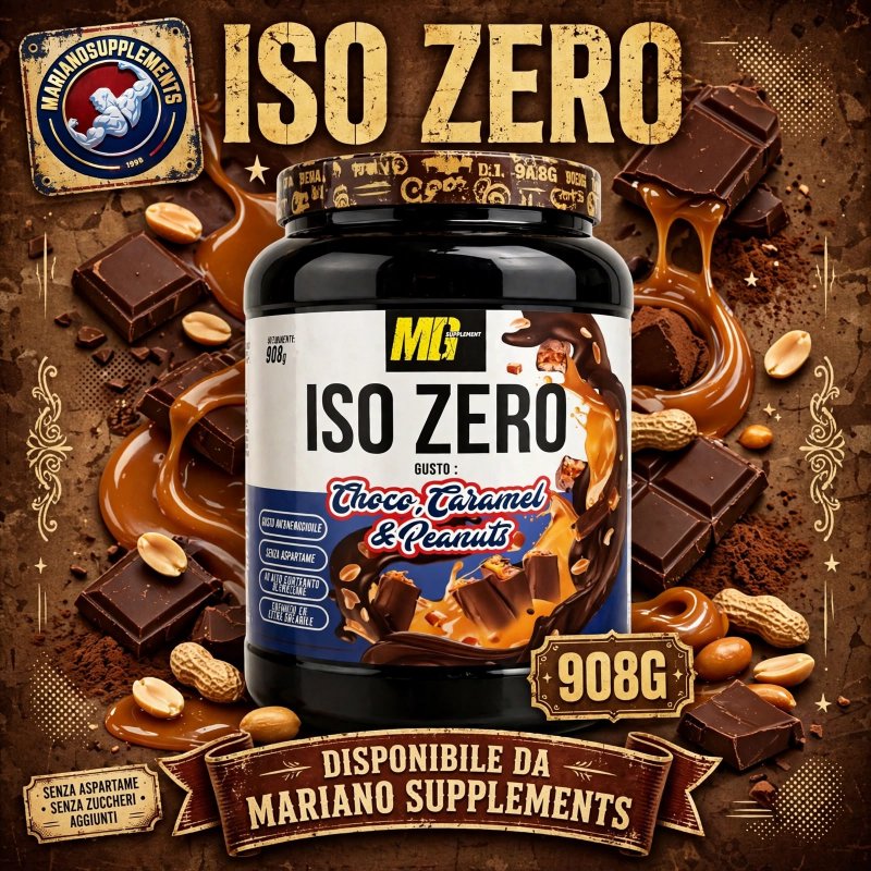 Vendita online INTEGRATORE ALIMENTARE ISO ZERO 908G CHOCO CARAMEL & PEANUTS costo  45,00 €  spedizione in 24h